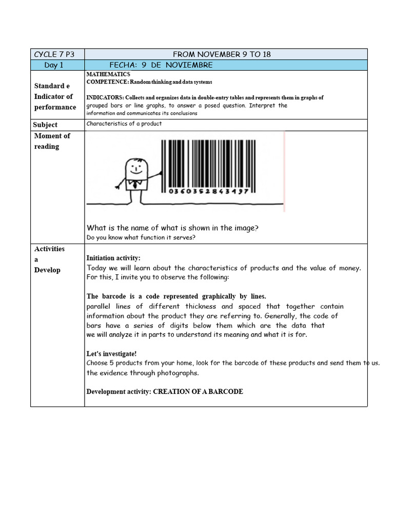 Activity With Barcode | PDF