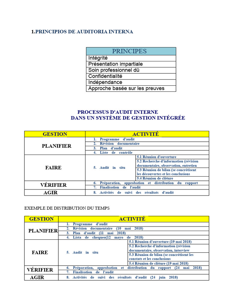 Principes et Processus d'Audit Interne | PDF | Audit | Comptabilité