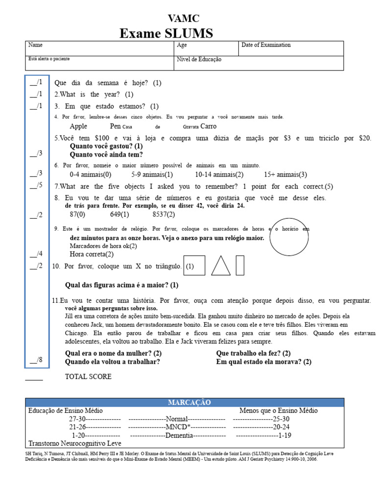 Exame SLUMS Do VAMC | PDF