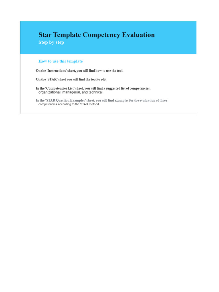 STAR Template For Competency Evaluation | PDF | Leadership | Social ...