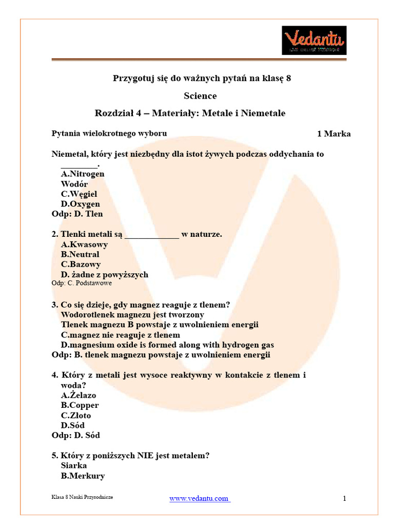 Ważne Pytania Do Rozdziału 4 Nauki Dla Klasy 8 CBSE | PDF