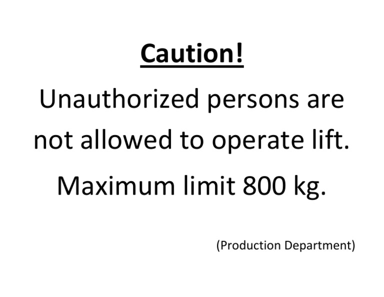Lift Operation Safety Notice | PDF