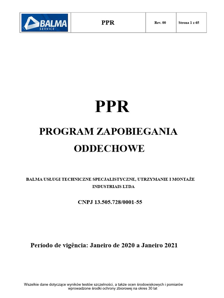 PPR Program Ochrony Dróg Oddechowych | PDF