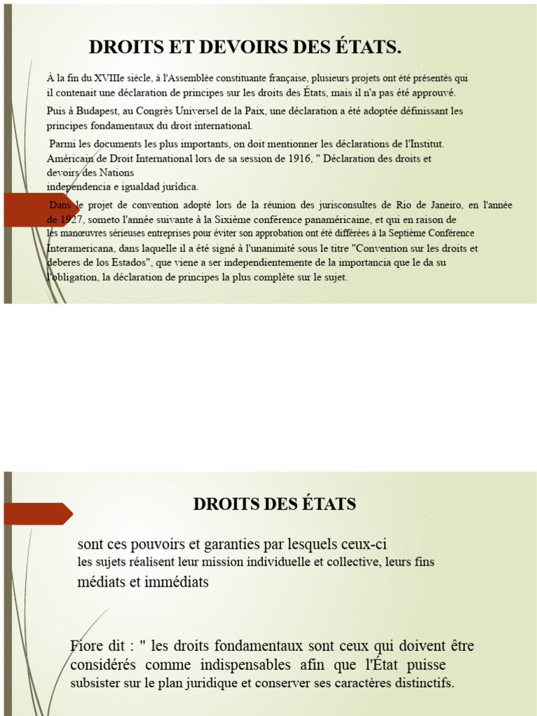 Droits et Devoirs des États en Droit International | PDF | État | Loi ...