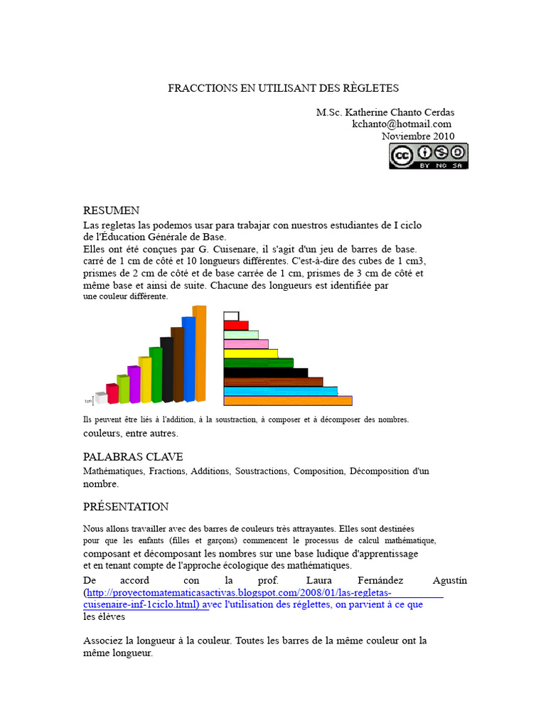 Enseigner les fractions avec des réglets | PDF | Entier naturel ...