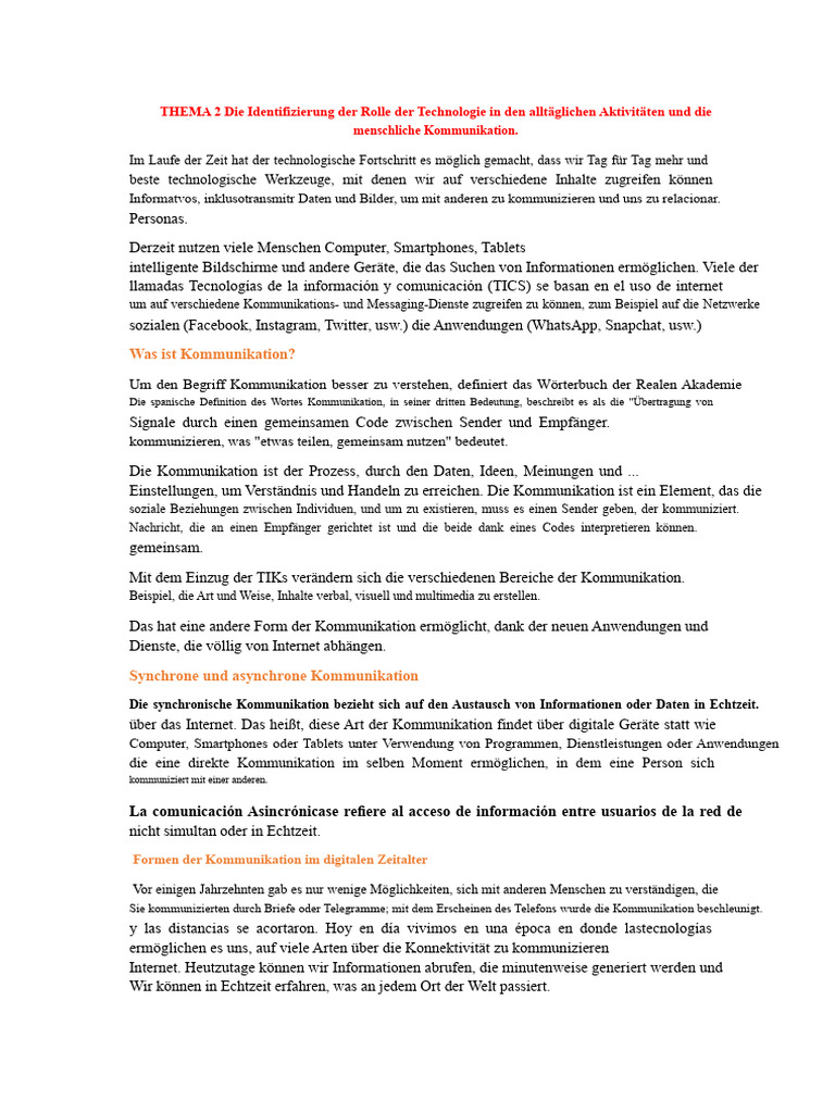 THEMA 2 Die Identifizierung Der Rolle Der Technologie in Den ...