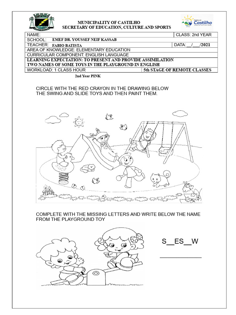 English Playground Toys Activity | PDF | Childhood | Play (Activity)