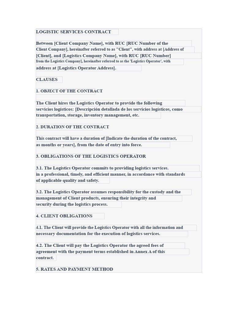 Logistics Services Contract | PDF