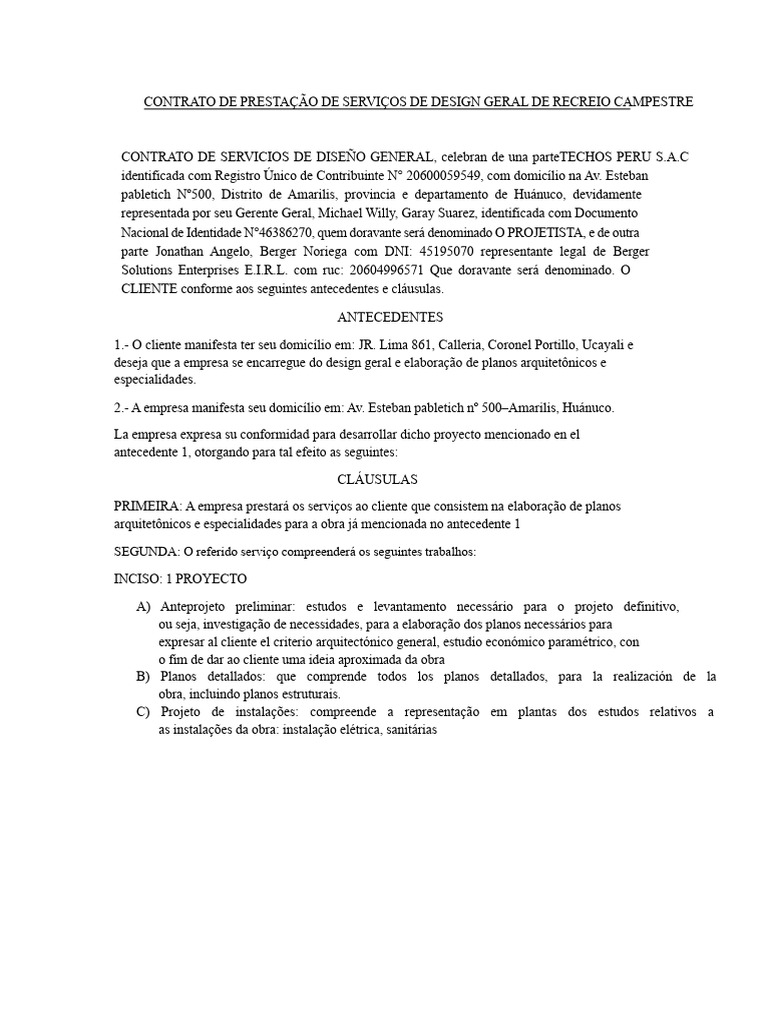 Contrato de Prestação de Serviços de Design de Interiores | PDF