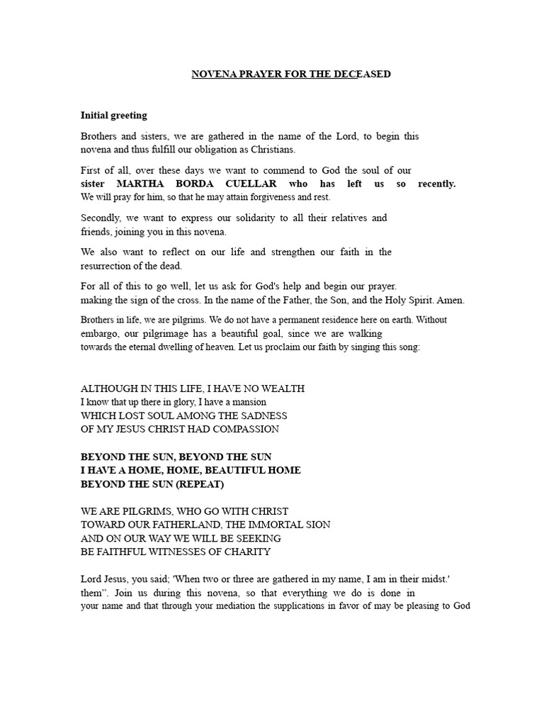 Novena Prayer for Martha Borda Cuellar | PDF | Lord's Prayer | God The ...