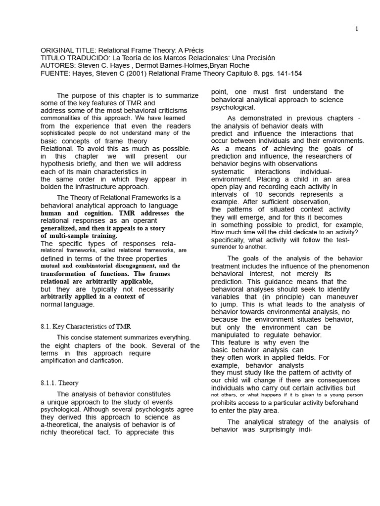 Overview of Relational Frame Theory | PDF | Mind | Cognition