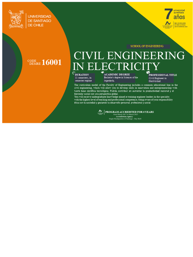 USACH Civil Engineering in Electricity 2023 | PDF | Engineering ...