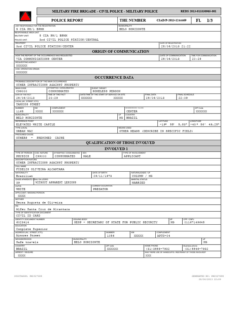 Occurrence Report | PDF | Identity Document | Government