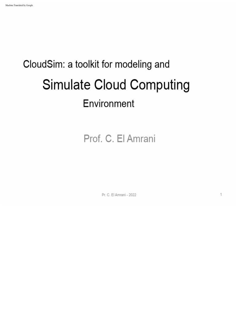 CloudSim: Cloud Computing Simulation Toolkit | PDF | Cloud Computing ...