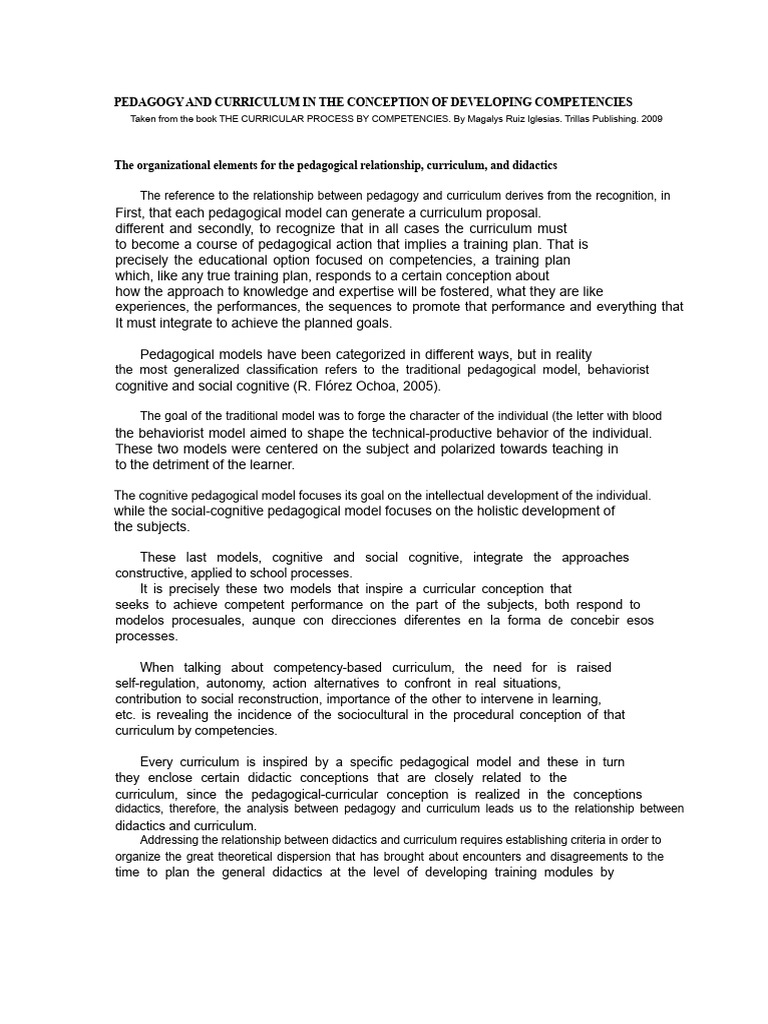 Pedagogy and Curriculum for Competencies | PDF | Curriculum | Pedagogy
