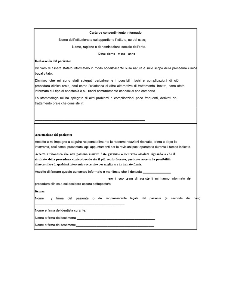 Lettera Di Consenso Informato | PDF