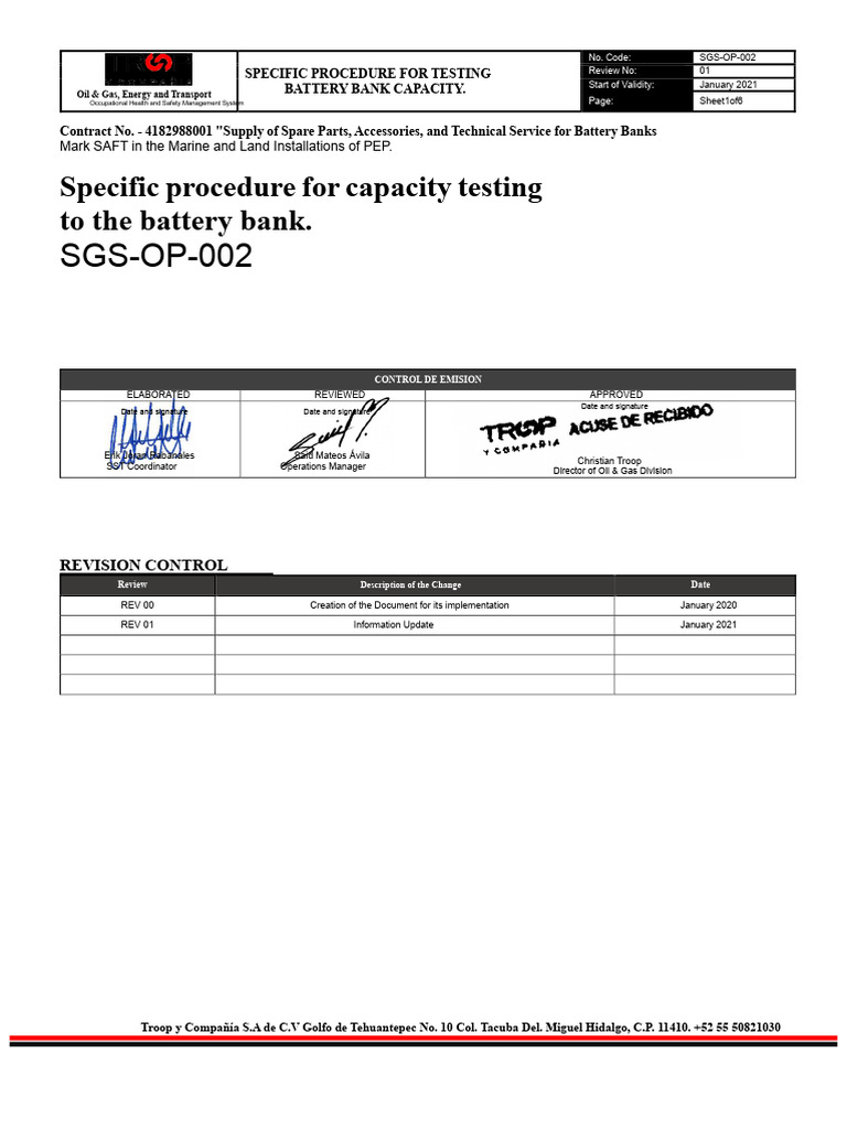 Battery Bank Capacity Testing Procedure | PDF | Battery Charger ...