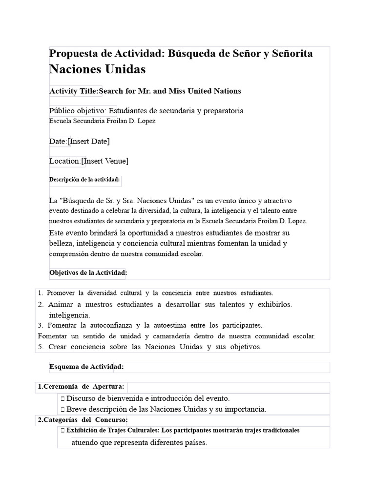 Propuesta de Actividad para El Día de Las Naciones Unidas | PDF