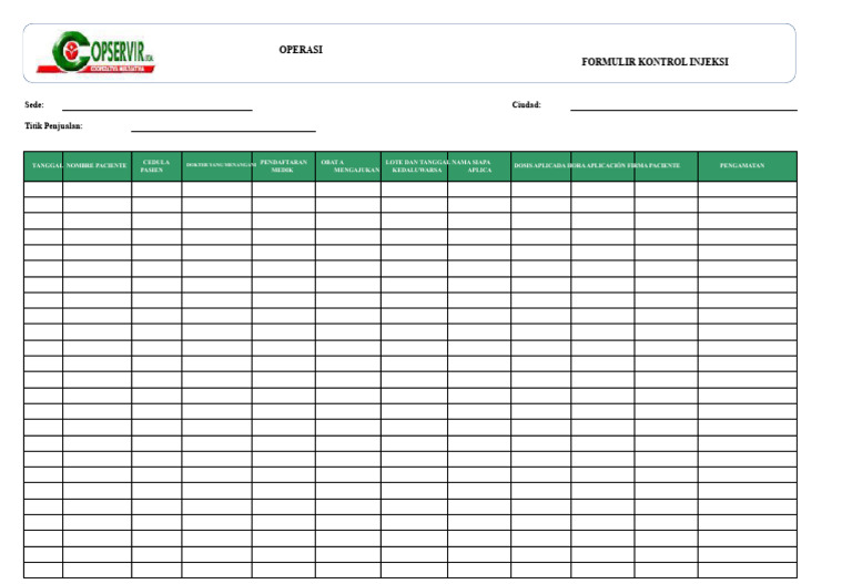 Formulir Kontrol Injeksi Pasien | PDF