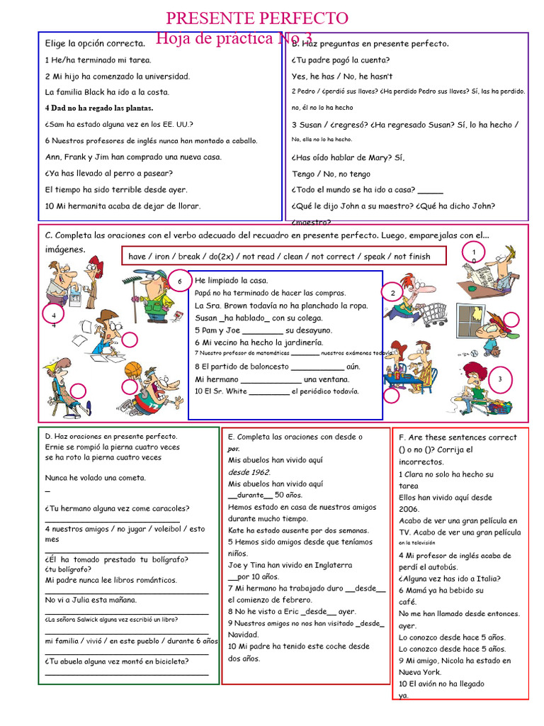 Ejercicios y Conversaciones en Presente Perfecto | PDF