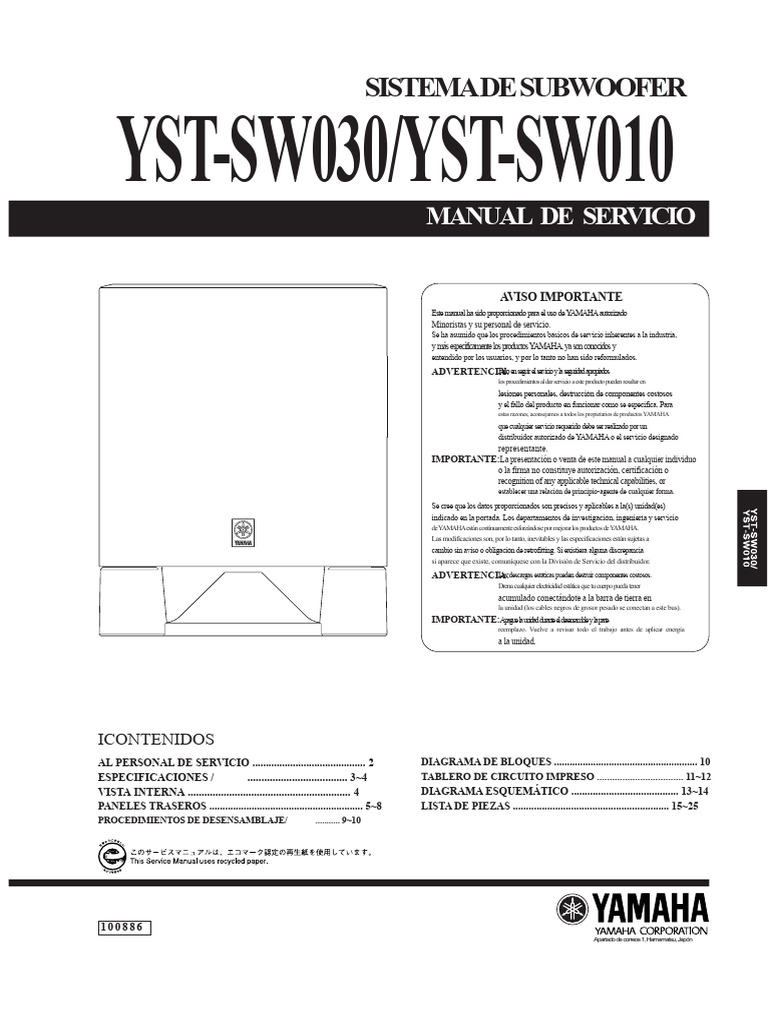 Manual de Servicio YST-SW030/SW010 | PDF | Estaño | Soldadura