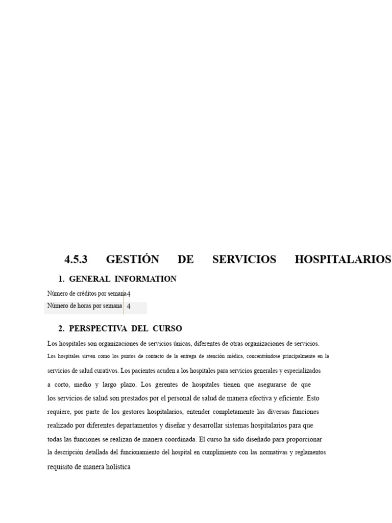 Gestión de Servicios Hospitalarios | PDF | Hospital | Cuidado de la salud