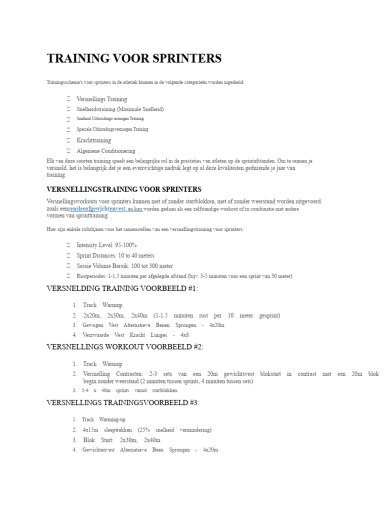 Training Voor Sprinters | PDF