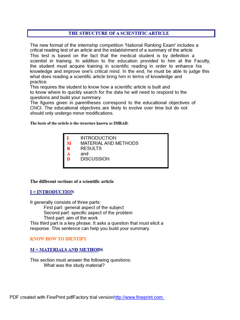 Understanding Scientific Article Structure | PDF | Randomized ...