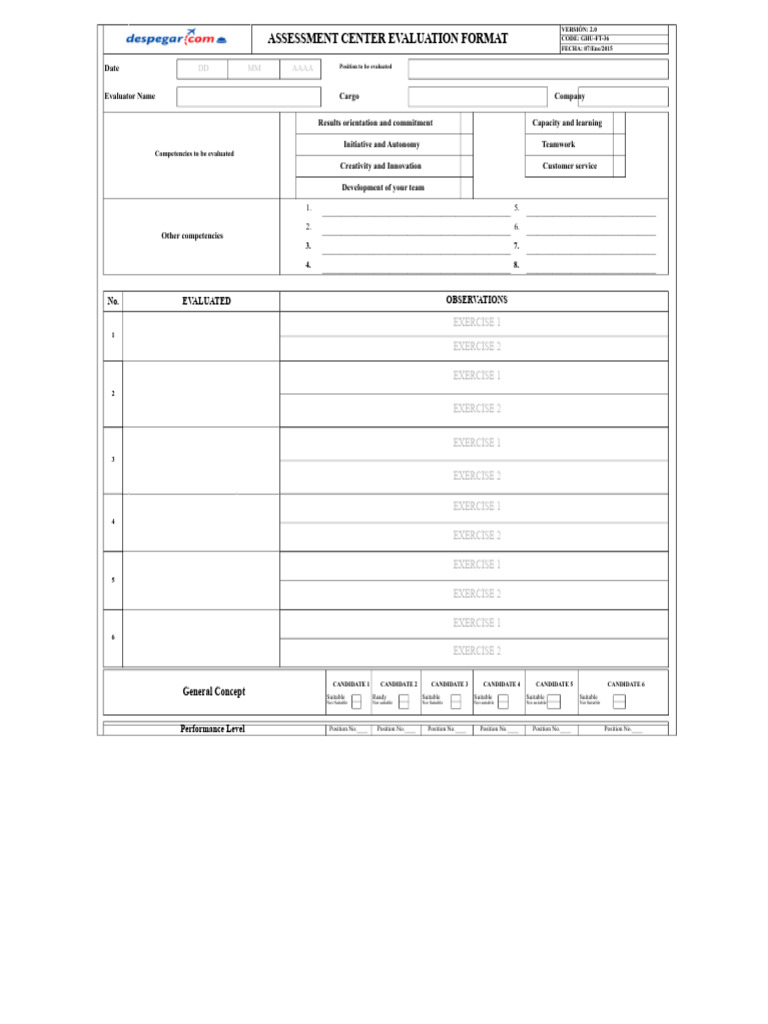Assessment Center Evaluation Format PDF | PDF | Chess Openings | Chess