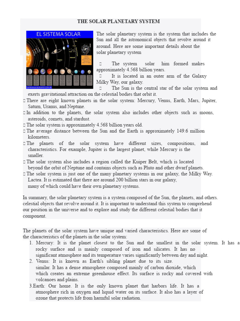 The Solar Planetary System | PDF | Solar System | Planets