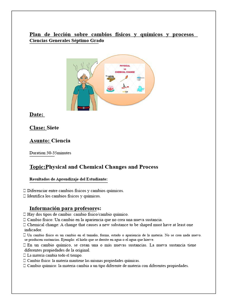 Cambios Físicos y Químicos en Ciencias | PDF | Química | sal