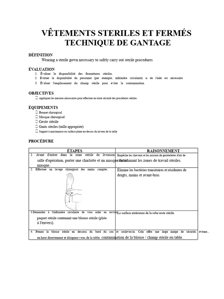 Techniques de Gantage Stérile et Lavage | PDF | Hygiène des mains | Main