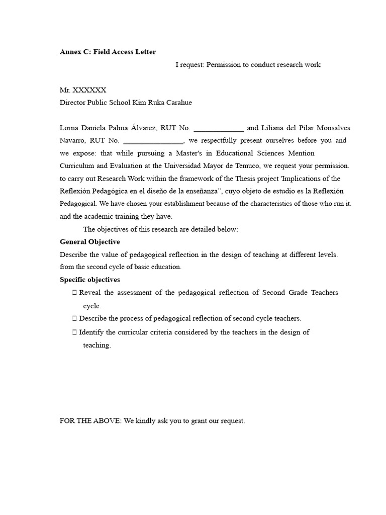 Field Access Letter - Example | PDF