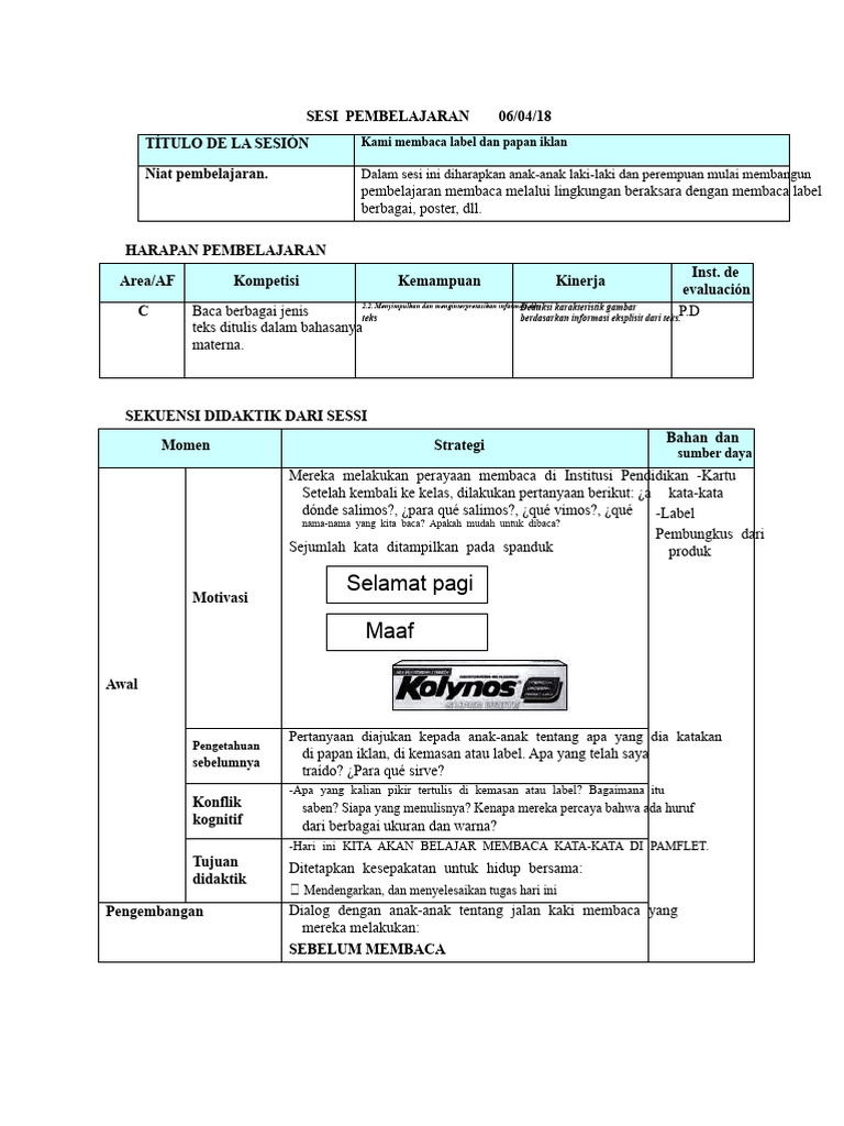 Pembelajaran Membaca Melalui Label | PDF