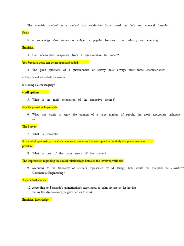 First Partial Exam Methods | PDF | Scientific Method | Knowledge