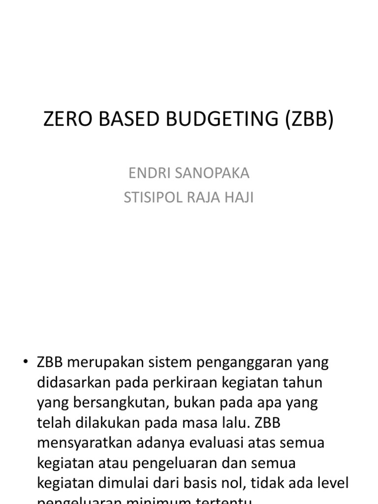 Penerapan Zero Based Budgeting (ZBB) | PDF