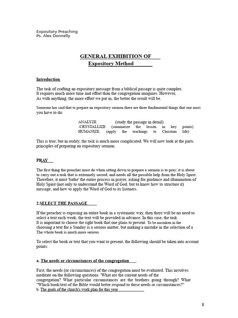 The Method of Expository Preaching | PDF | Expository Preaching | Sermon