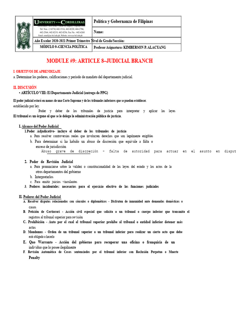 Módulo # 9 - Rama Judicial PPG PDF | PDF | Judicaturas | Apelación