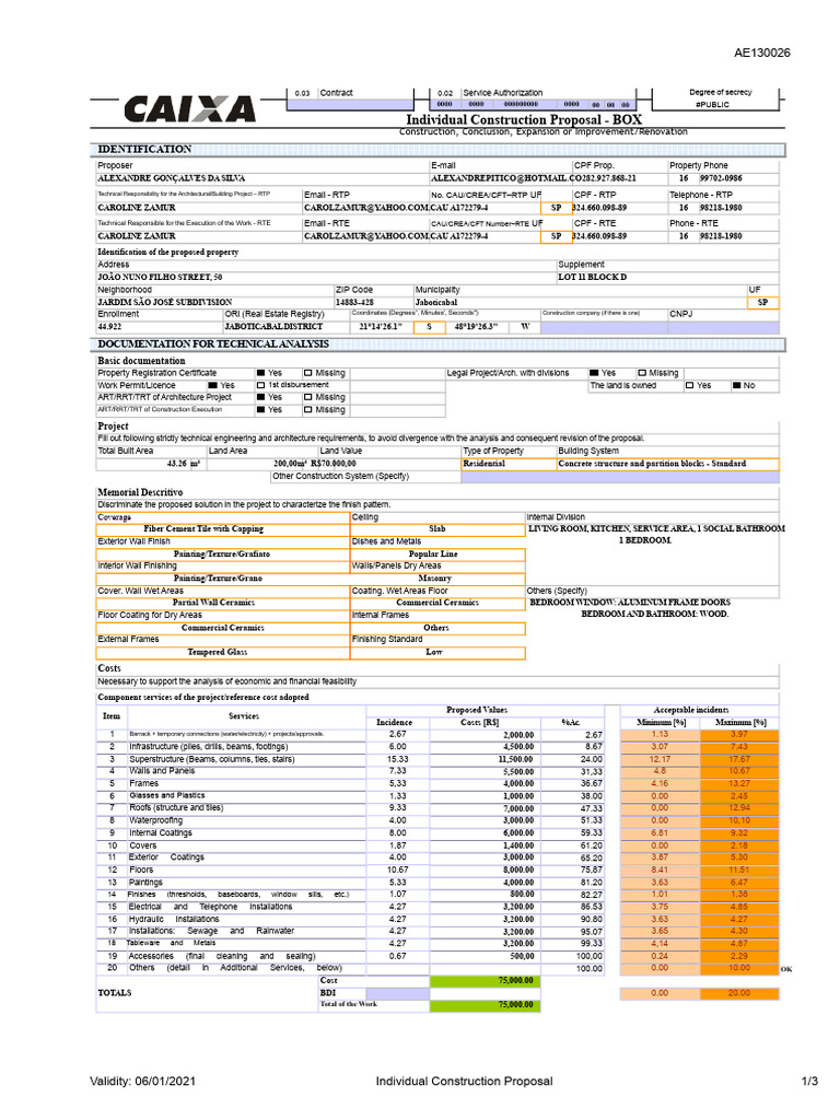 Individual Construction Proposal Details | PDF | Wall | Building ...
