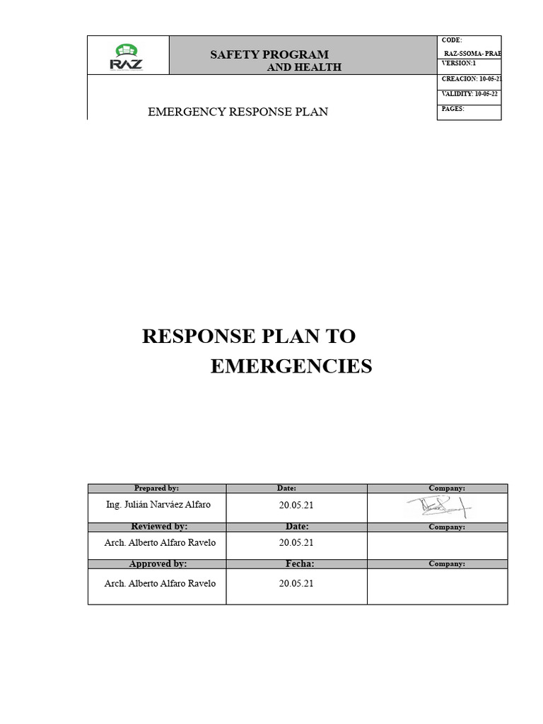 Emergency Response Plan Overview | PDF | Emergency | Oil Spill