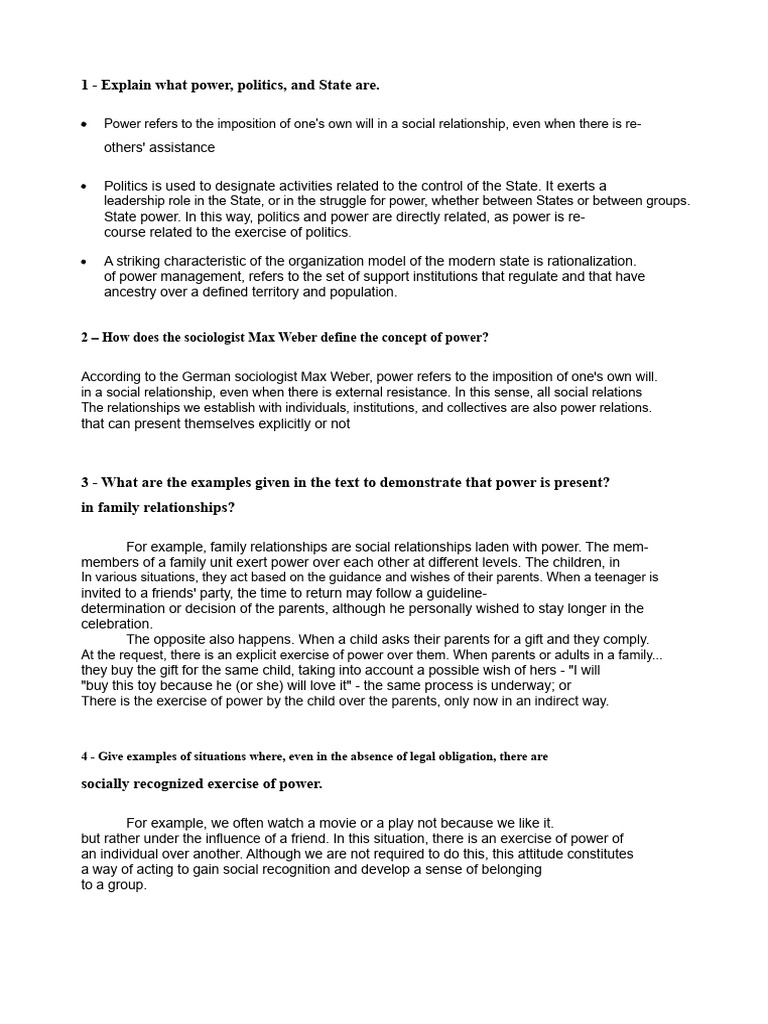 Sociology Activity On Power | PDF | Power (Social And Political ...