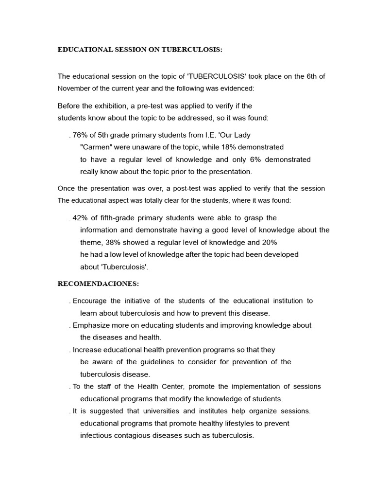 Tuberculosis Education Impact on Students | PDF | Tuberculosis | Knowledge