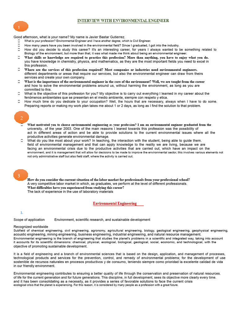 Print - Interview With Environmental Engineer | PDF | Environmental ...