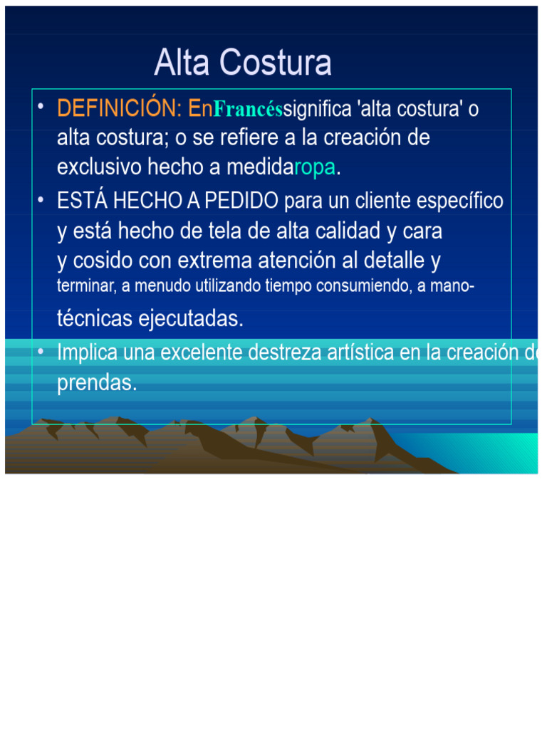Historia y Definición de Alta Costura | PDF | Softlines (venta ...