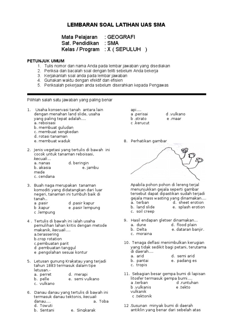 Contoh Soal Pas Geografi Kls 10 Ganjil