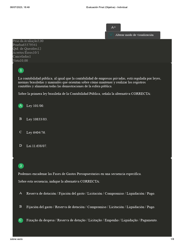 Evaluación Final de Contabilidad Pública | PDF | Contabilidad | Estado ...