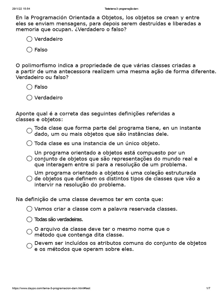 Teste de Programação Orientada a Objetos | PDF | Classe (programação de ...