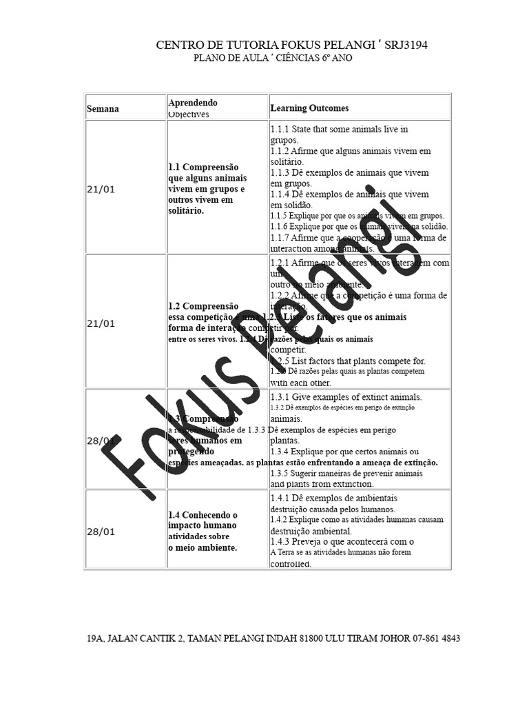 Plano de Aula de Ciências 6º Ano | PDF | Atrito | Science