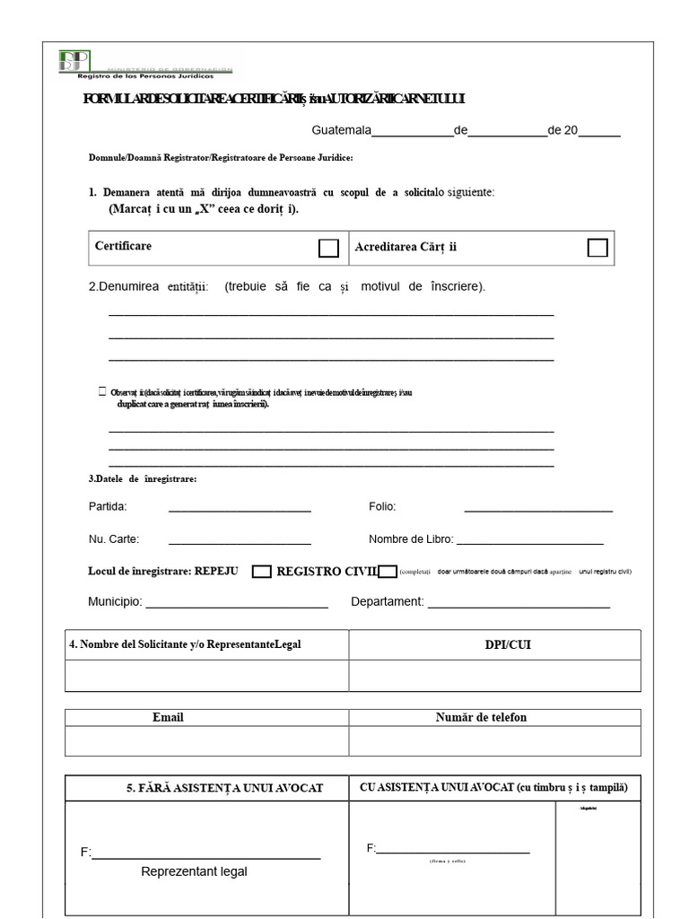 Formular de Cerere Pentru Certificare Și/sau Autorizare de Carte | PDF