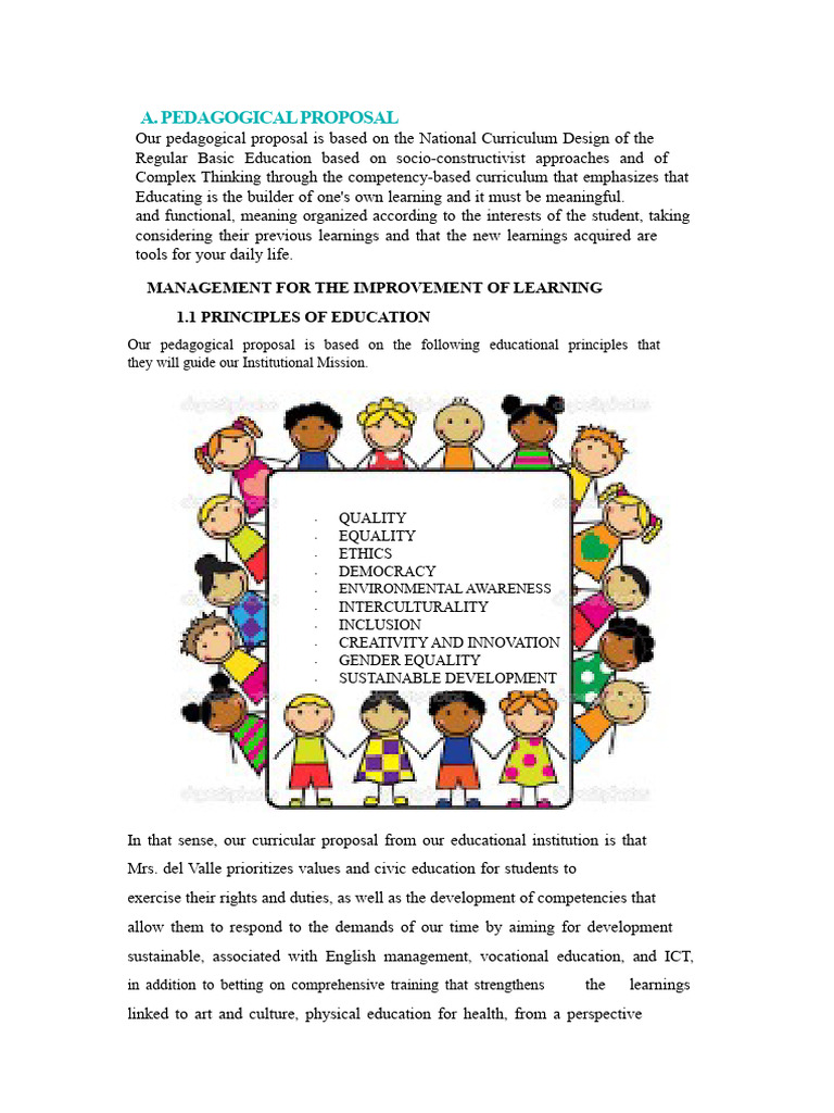 PEDAGOGICAL PROPOSAL and MANAGEMENT PROPOSAL | PDF | Learning | Curriculum